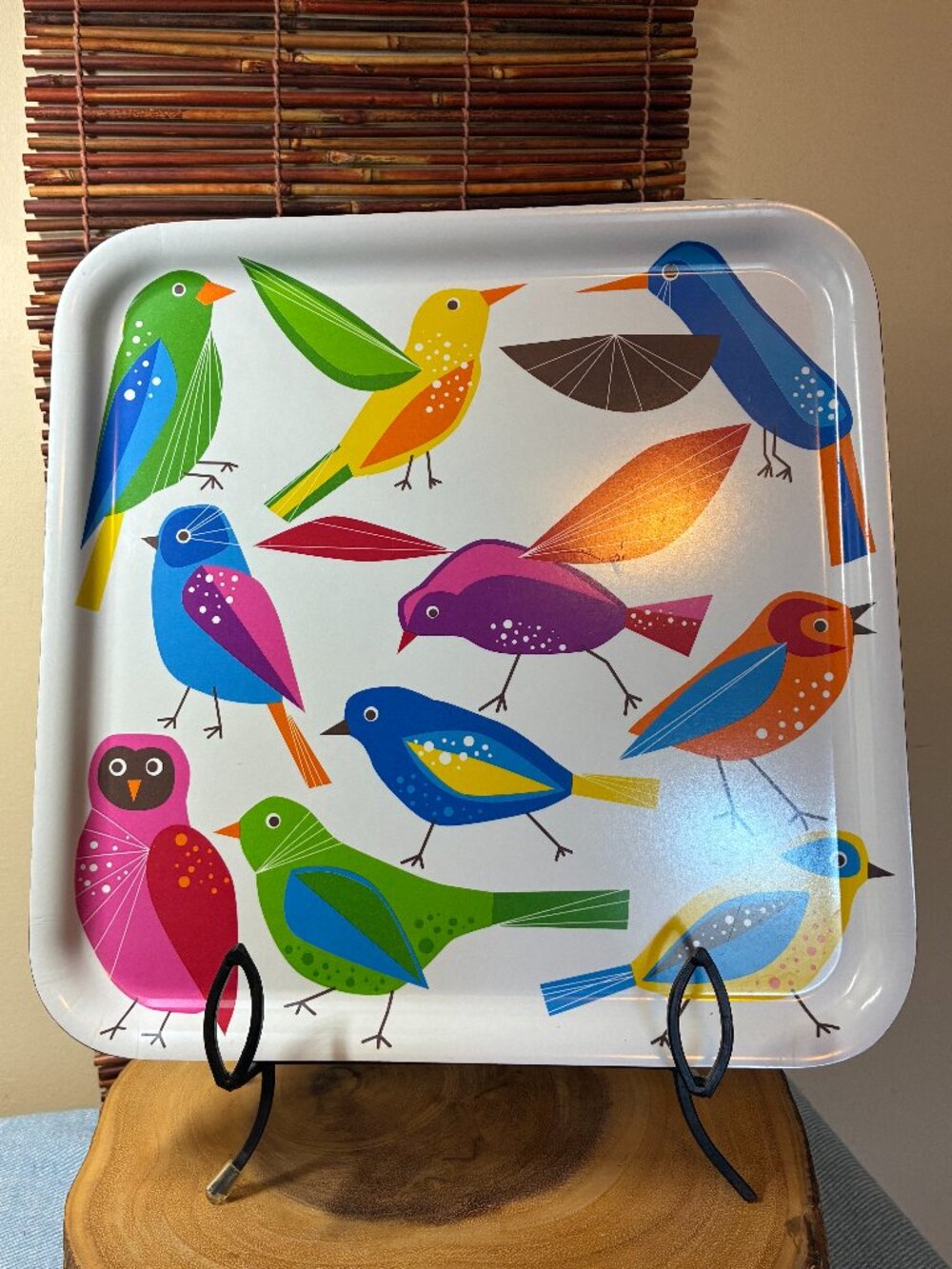 IKEA Retired BÄRBAR Bird Melamine Serving Tray, Bright MCM Look, 13" Square